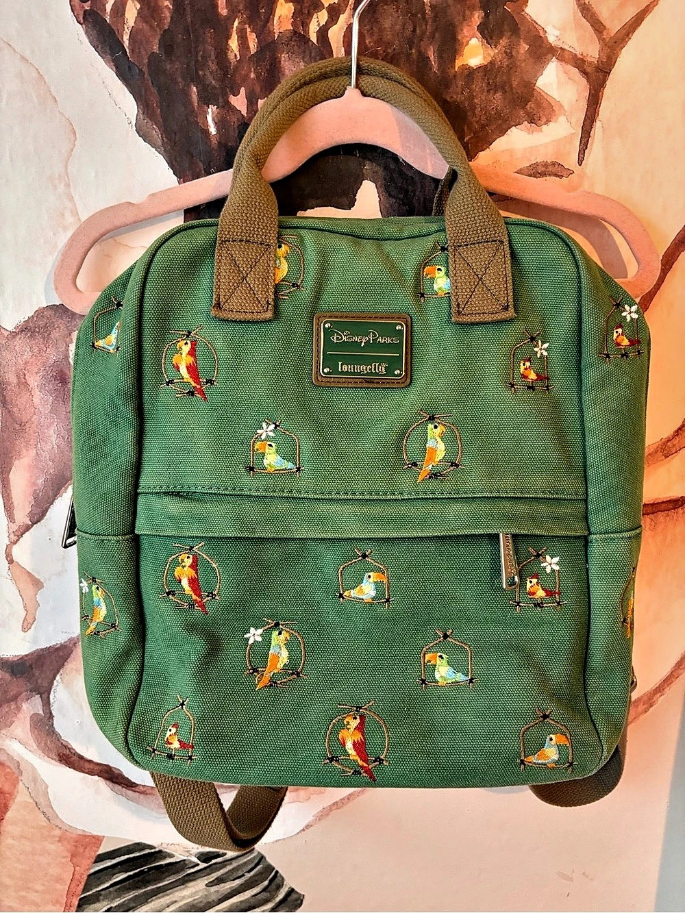Loungefly Disney Parks Enchanted Tiki Room Canvas Backpack in Green